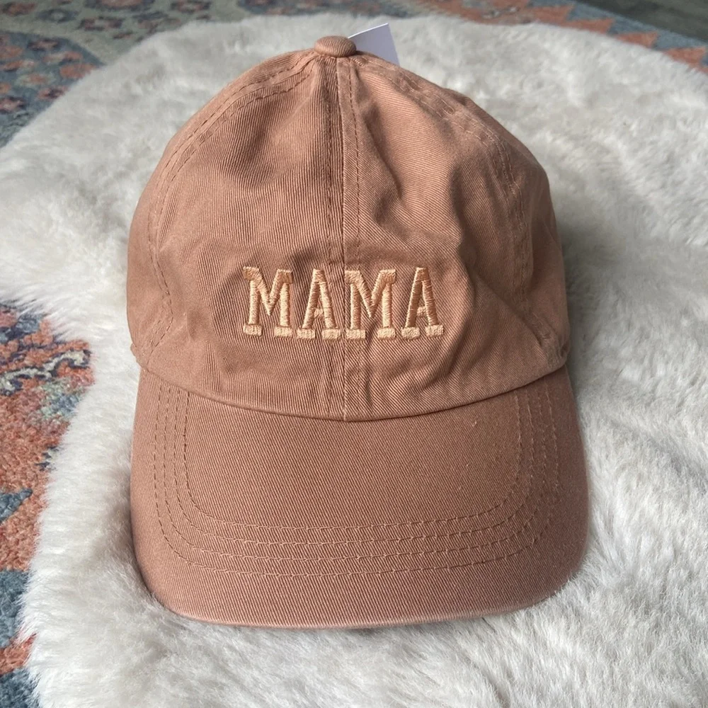 Boutique women’s MAMA embroidered baseball hat blush mauve brown dad cap OSFM